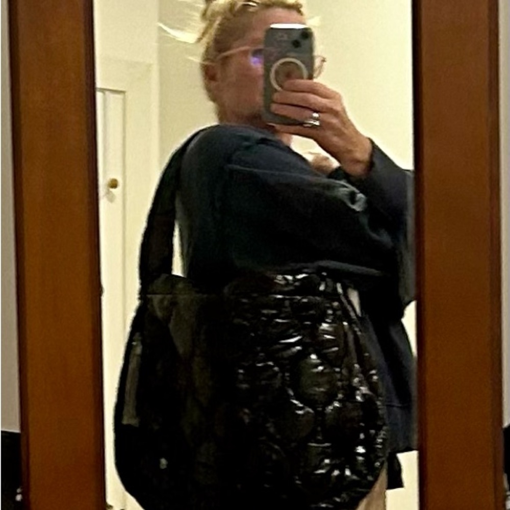 FP Movement by Free People Shiny Black Quilted Shoulder Bag - Picture 4 of 8